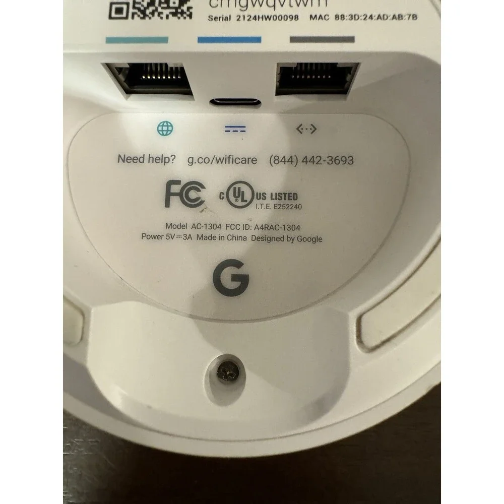 Google Mesh Wireless Router (1) AC-1304 Whole Home - Untested No Power Cord